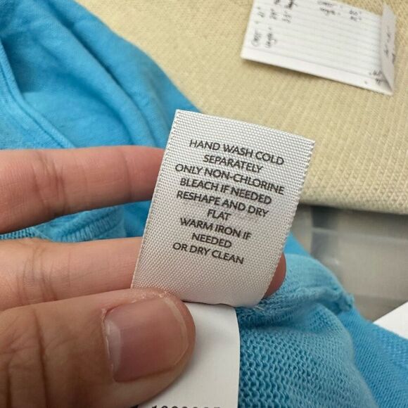 J. Jill Tidal Blue Open Front Knit Lightweight Linen Blend Cardigan Size XL NEW - Picture 8 of 9